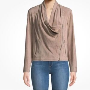 Cupcakes And Cashmere Size M Holt Lace-Up Cowl-Neck Women Moto Jacket Faux Suede